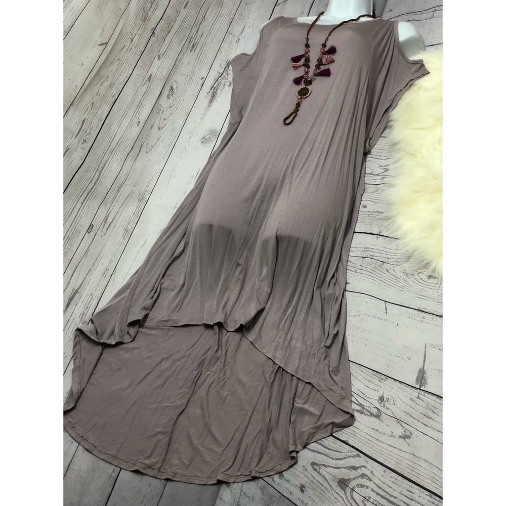 Off should dress tunic high low gray purple mauve boho dress top - Picture 2 of 6